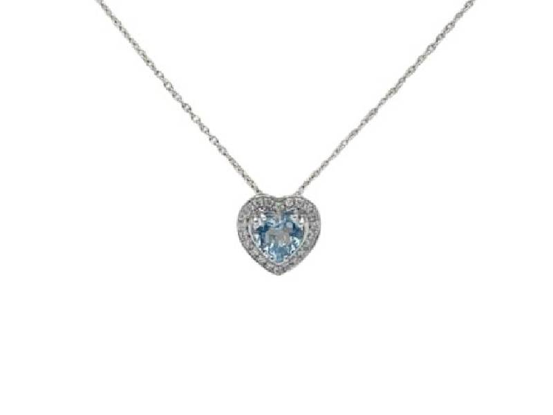 NECKLACE IN WHITE GOLD DIAMONDS AND AQUAMARINE POLELLO G3250CBAC